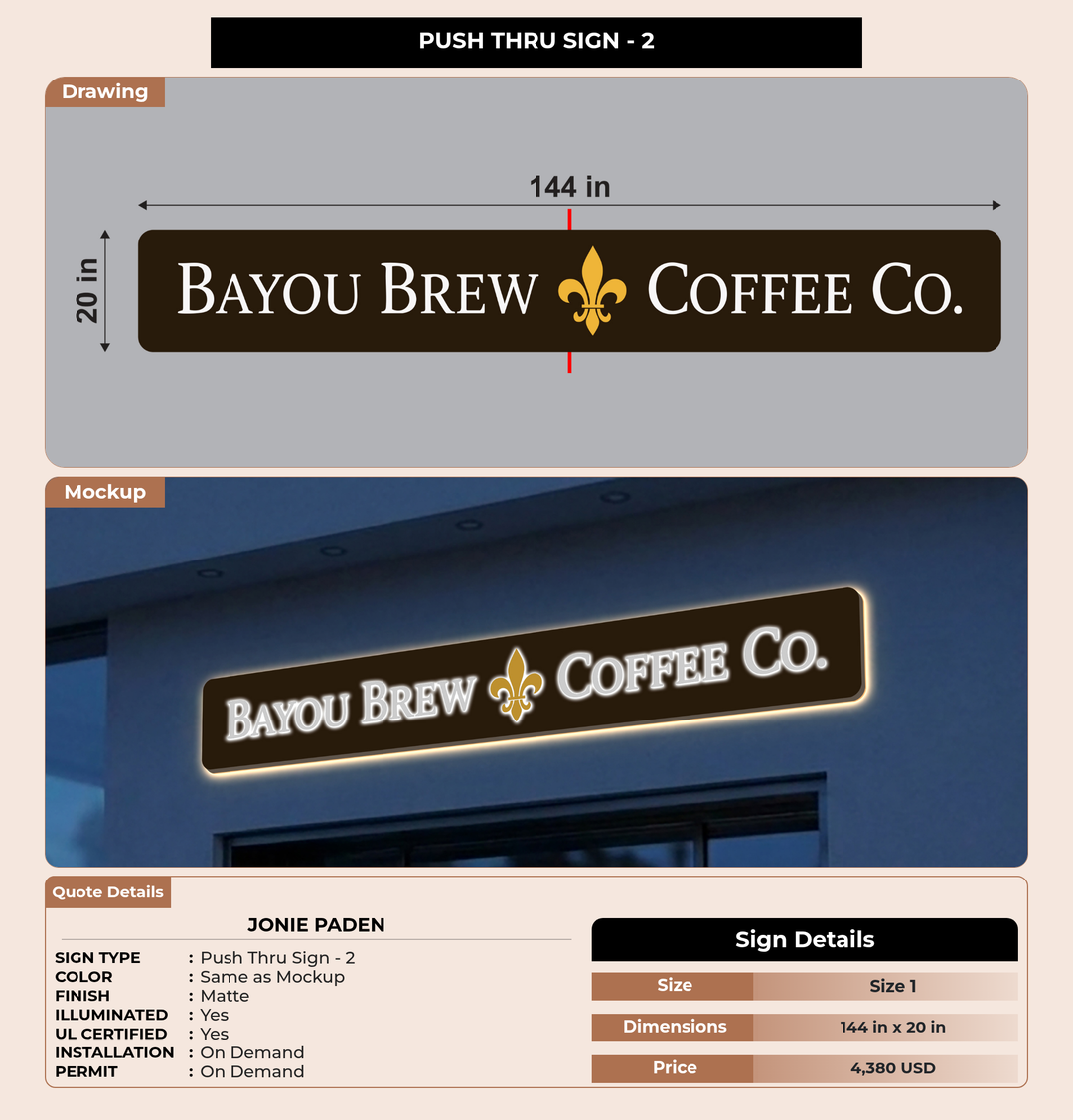 CUSTOM MOCKUP SIGN FOR Jonie Paden