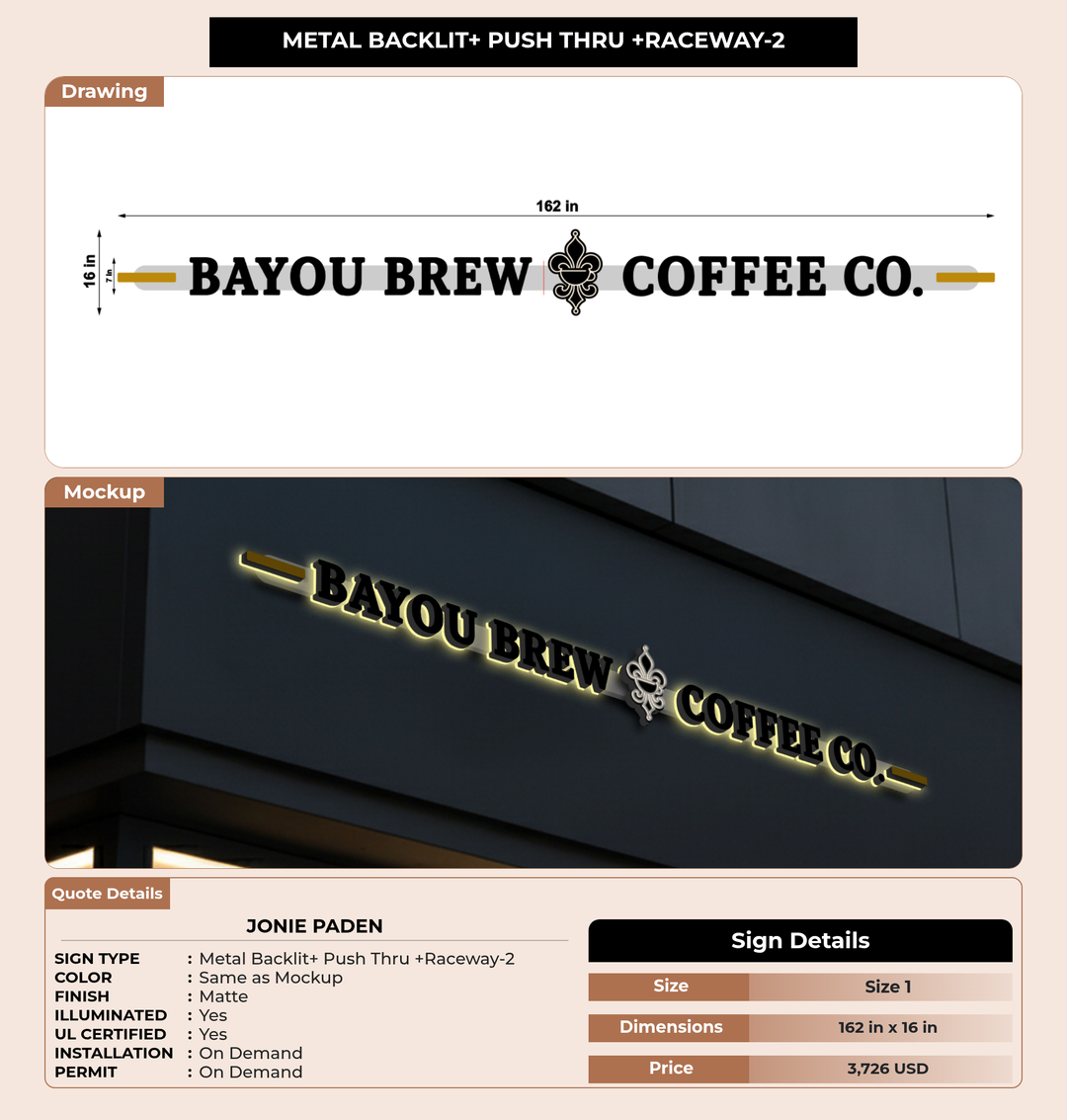 CUSTOM MOCKUP SIGN FOR Jonie Paden