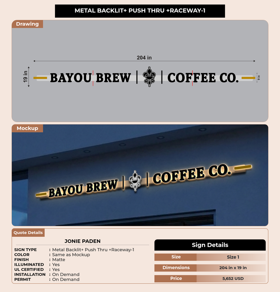 CUSTOM MOCKUP SIGN FOR Jonie Paden