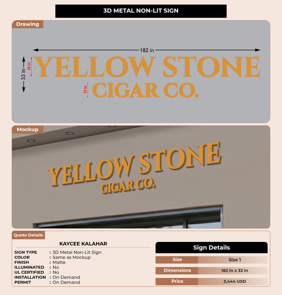 CUSTOM MOCKUP SIGN FOR Kaycee Kalahar