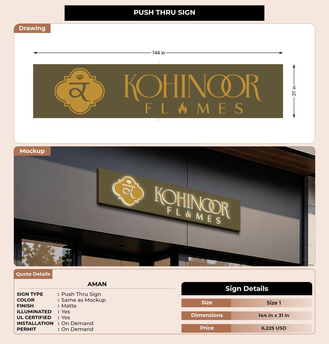 CUSTOM MOCKUP SIGN FOR Aman