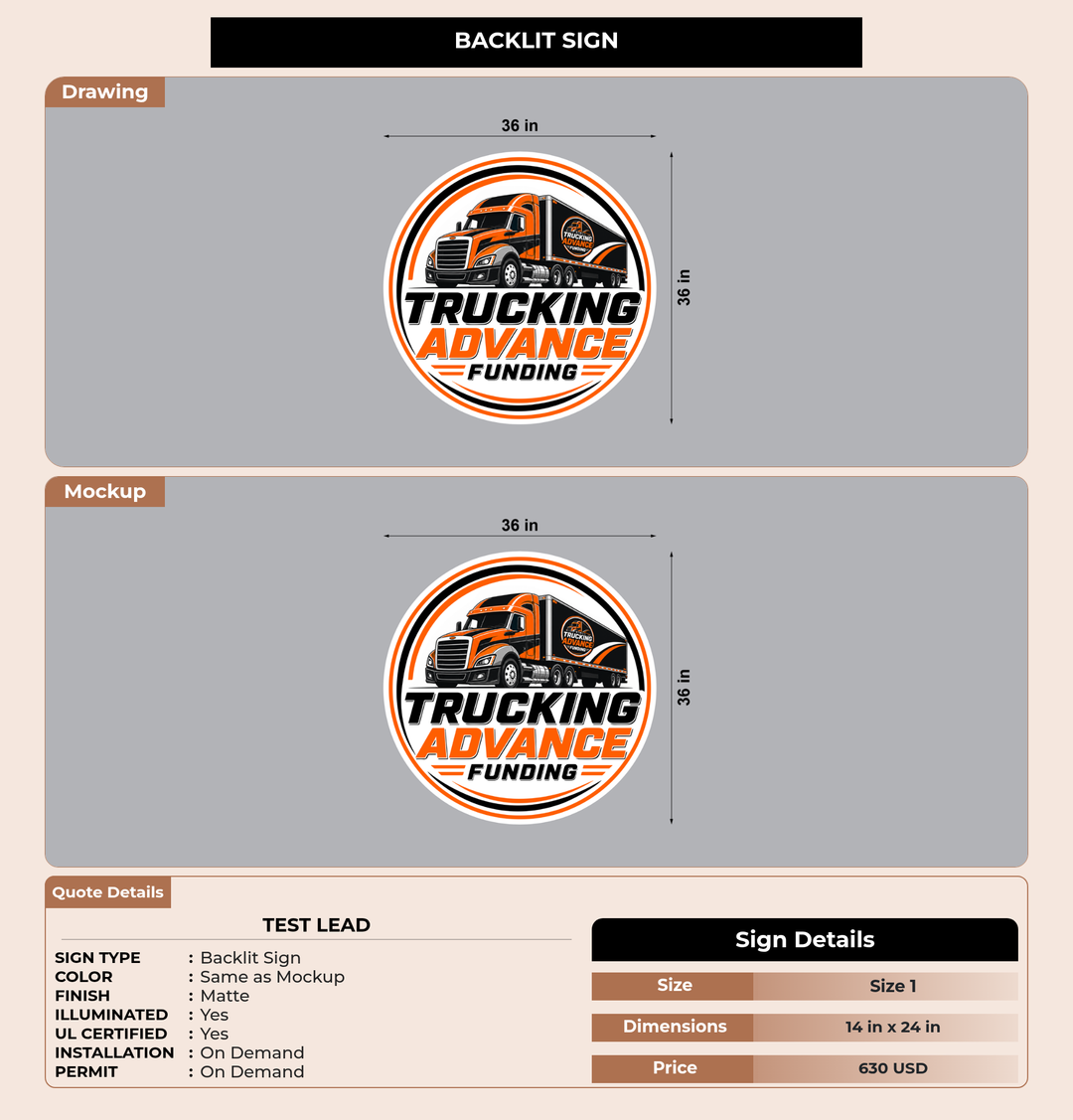 CUSTOM MOCKUP SIGN FOR test lead