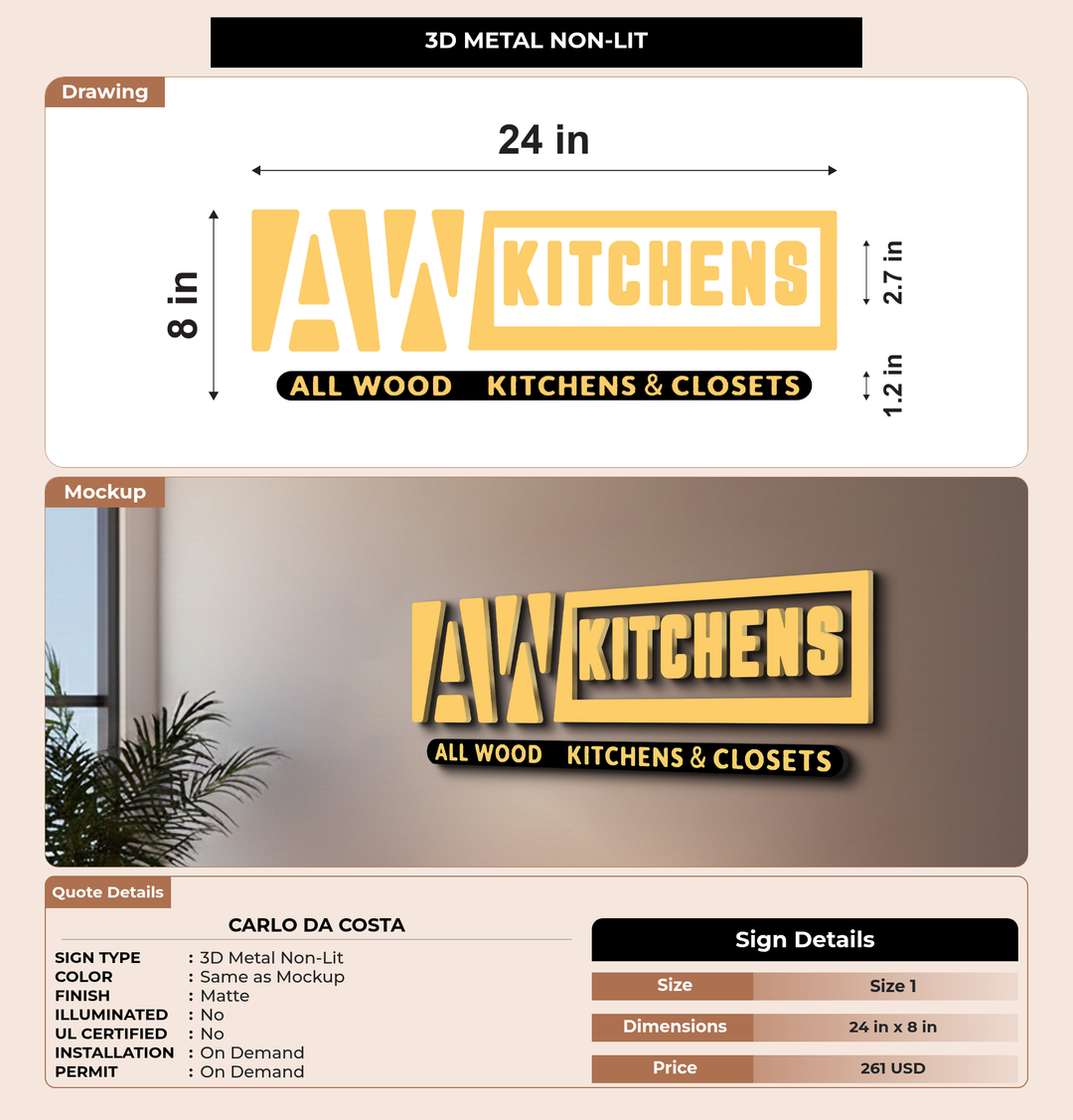 CUSTOM MOCKUP SIGN FOR Carlo da Costa