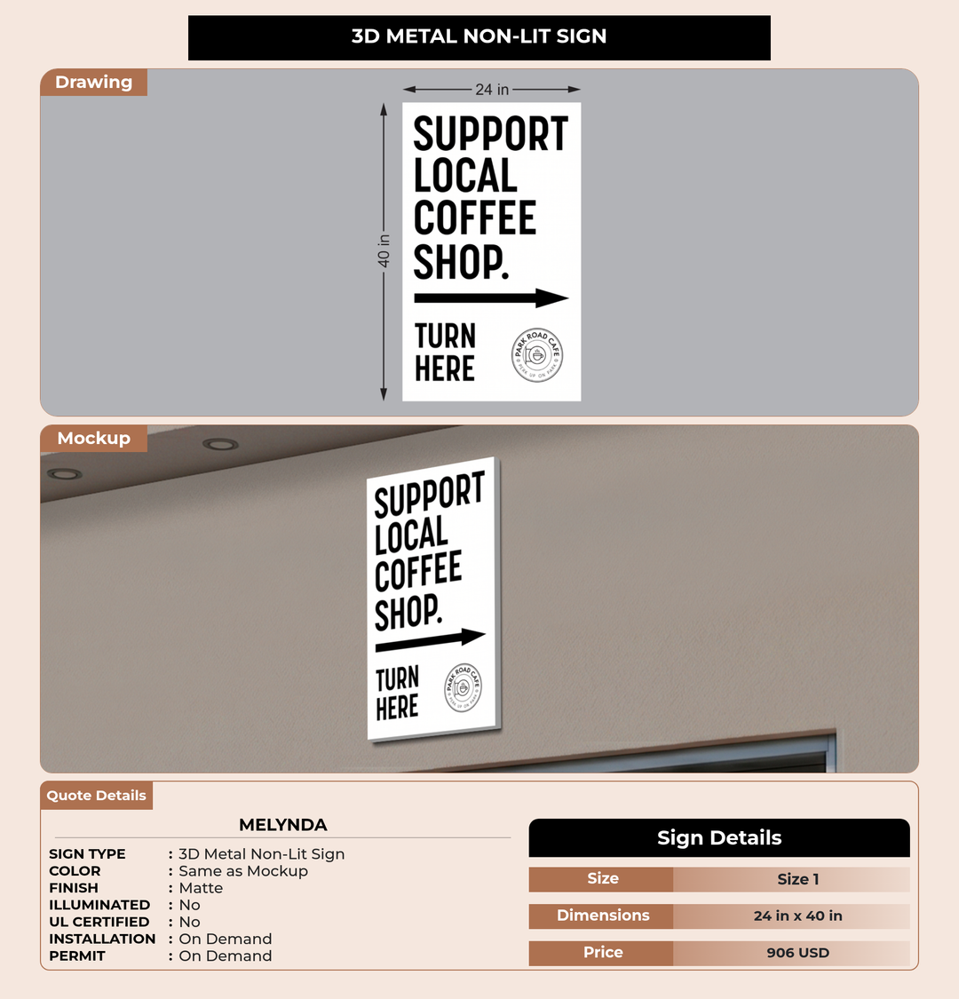 CUSTOM MOCKUP SIGN FOR Melynda