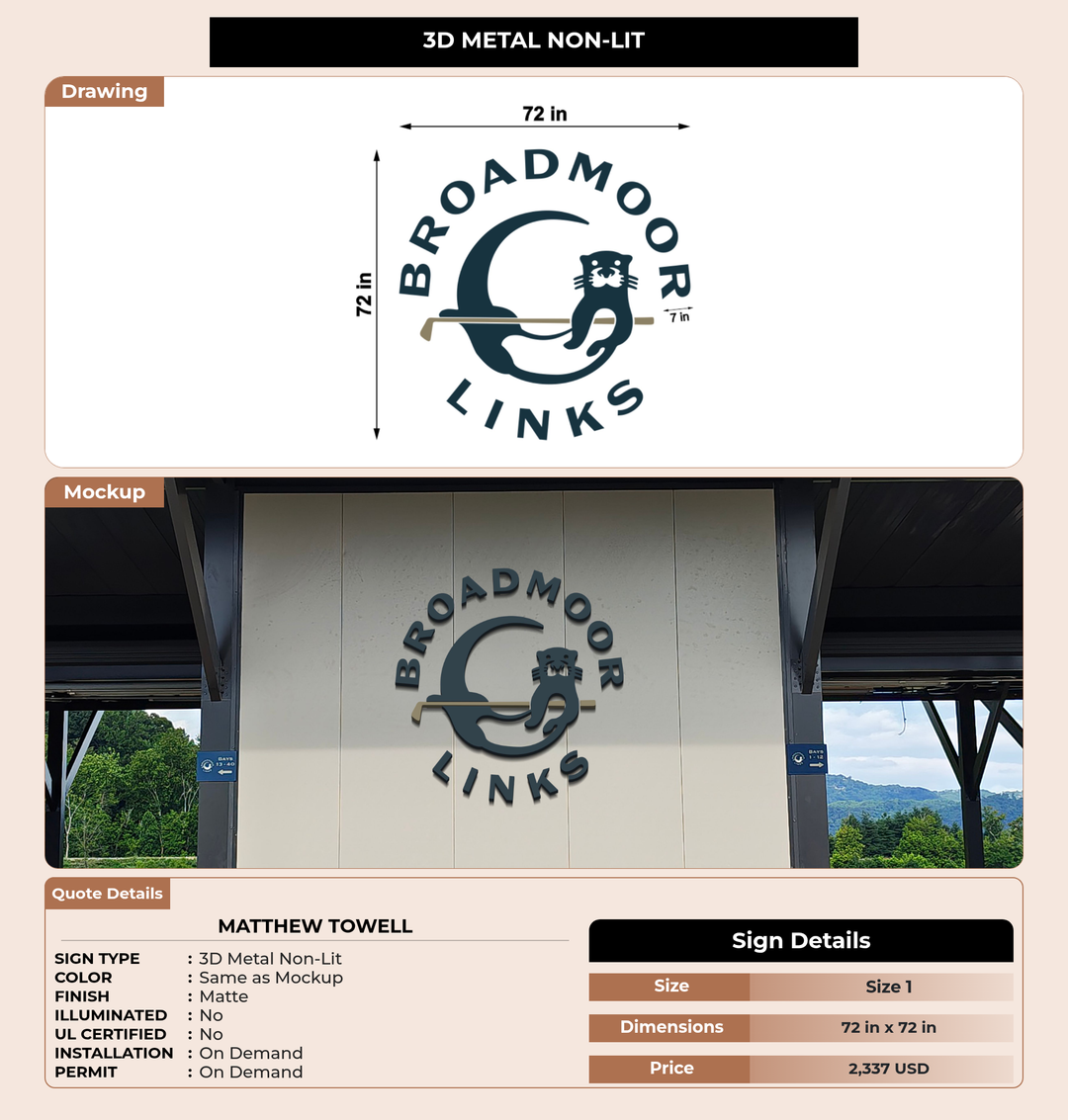 CUSTOM MOCKUP SIGN FOR Matthew Towell