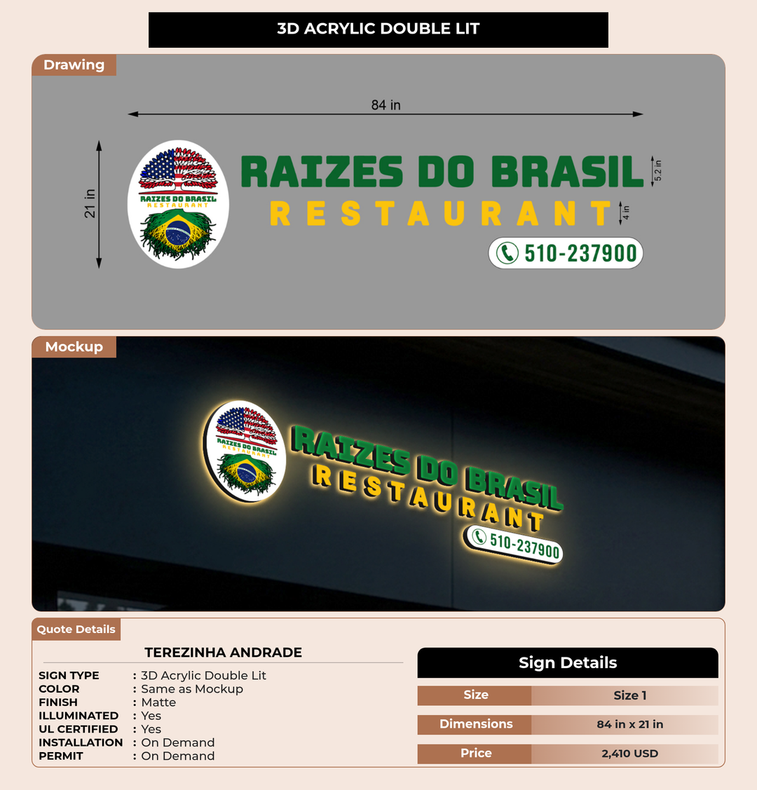 CUSTOM MOCKUP SIGN FOR Terezinha Andrade