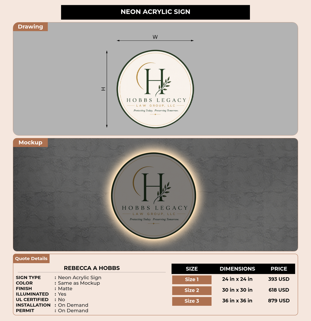 CUSTOM MOCKUP SIGN FOR Rebecca A Hobbs