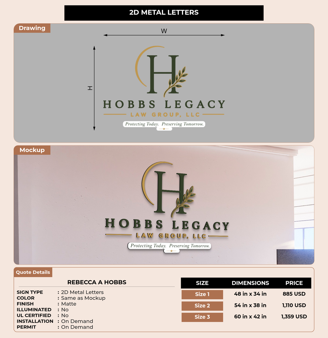 CUSTOM MOCKUP SIGN FOR Rebecca A Hobbs
