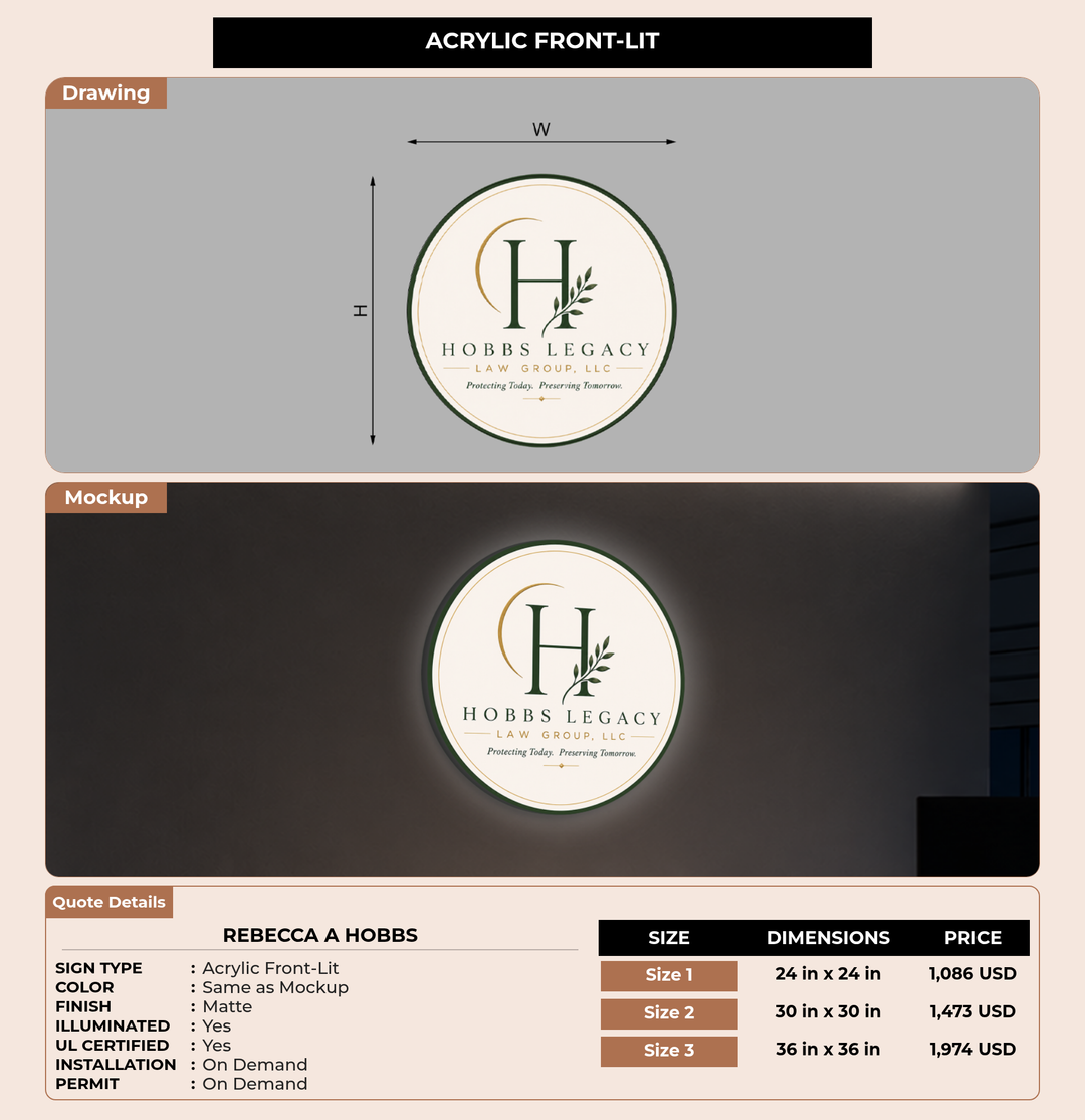 CUSTOM MOCKUP SIGN FOR Rebecca A Hobbs