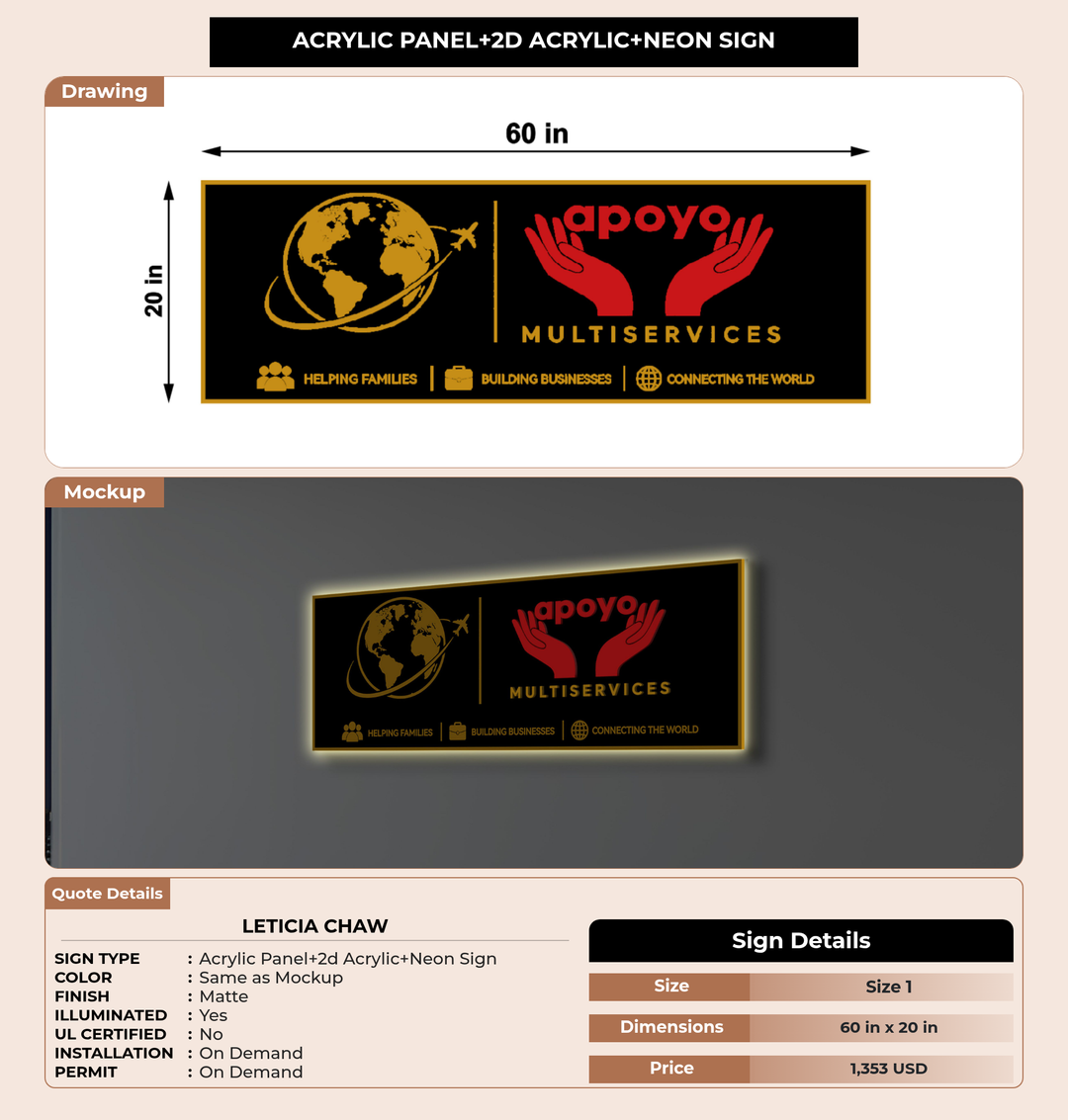 CUSTOM MOCKUP SIGN FOR LETICIA CHAW