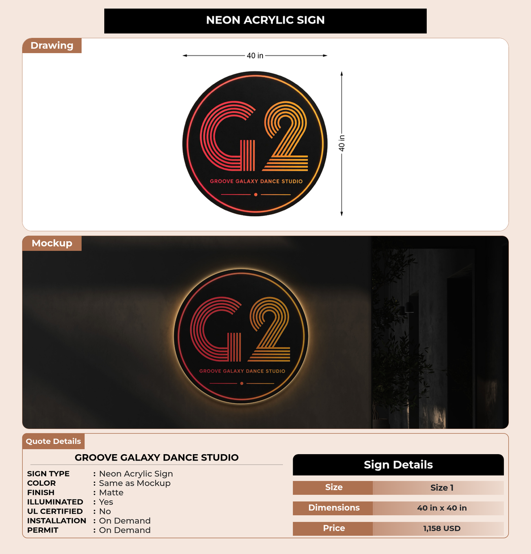 CUSTOM MOCKUP SIGN FOR Groove Galaxy Dance Studio