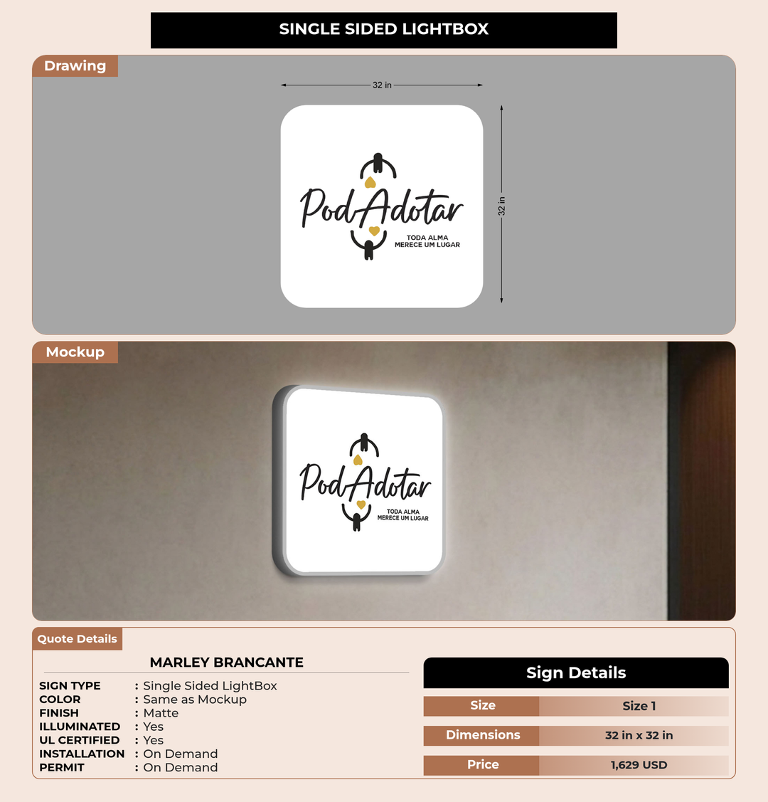 CUSTOM MOCKUP SIGN FOR Marley Brancante