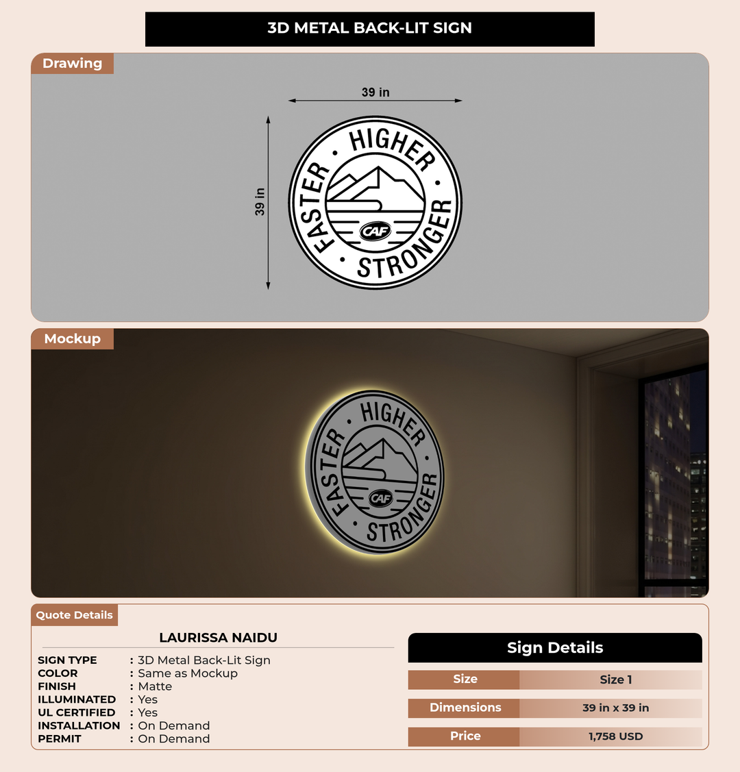 CUSTOM MOCKUP SIGN FOR Laurissa Naidu