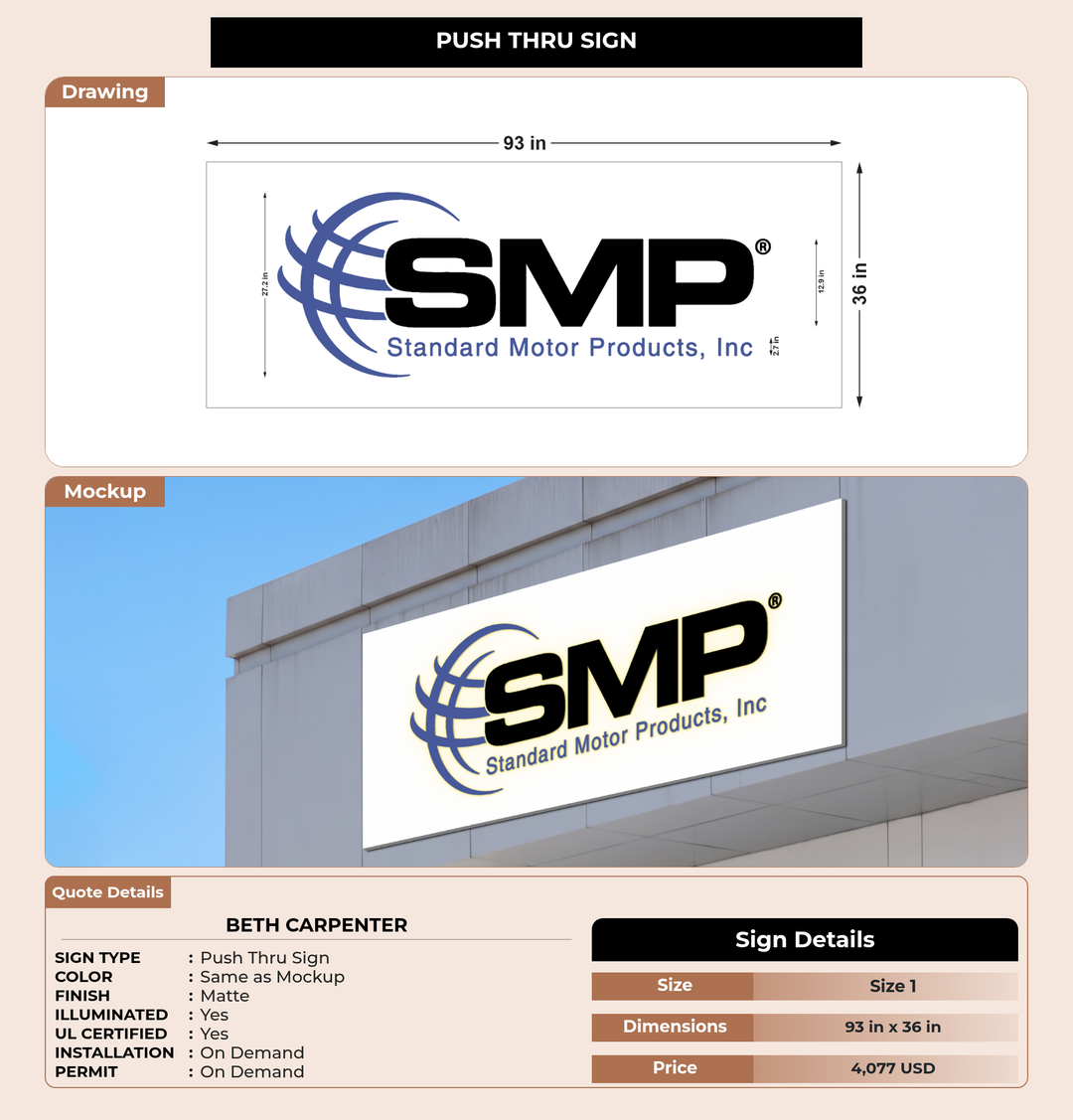 CUSTOM MOCKUP SIGN FOR Beth Carpenter