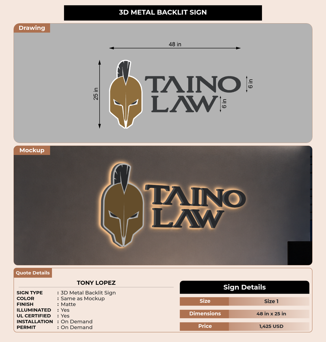 CUSTOM MOCKUP SIGN FOR Tony Lopez
