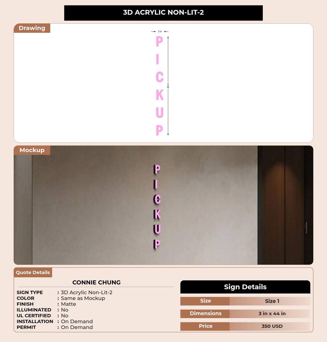 CUSTOM MOCKUP SIGN FOR Connie Chung