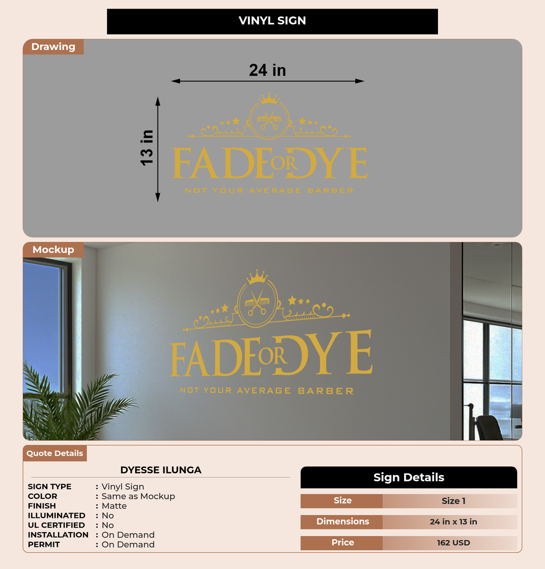 CUSTOM MOCKUP SIGN FOR Dyesse ilunga
