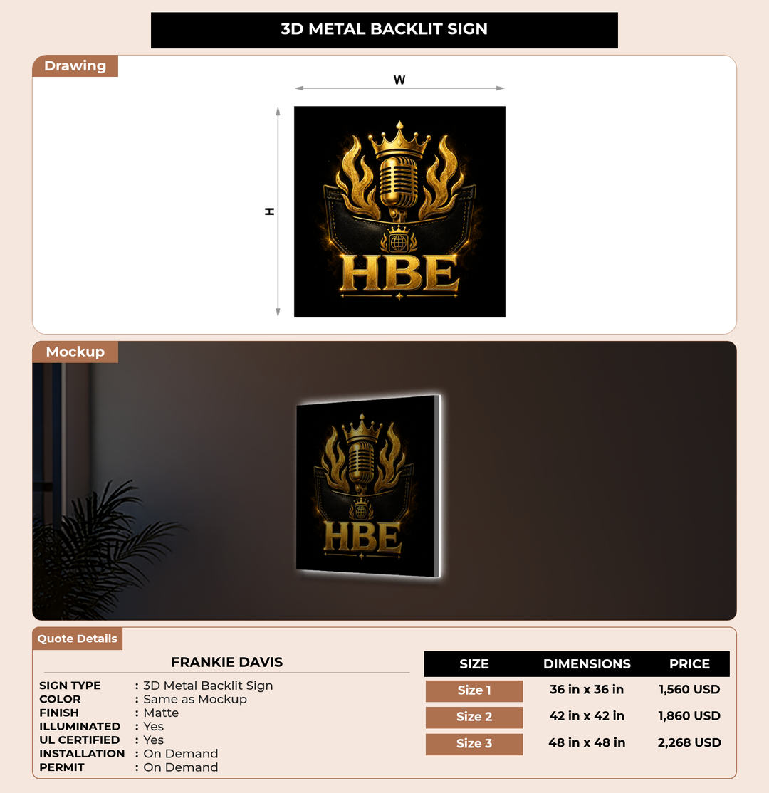 CUSTOM MOCKUP SIGN FOR Frankie Davis