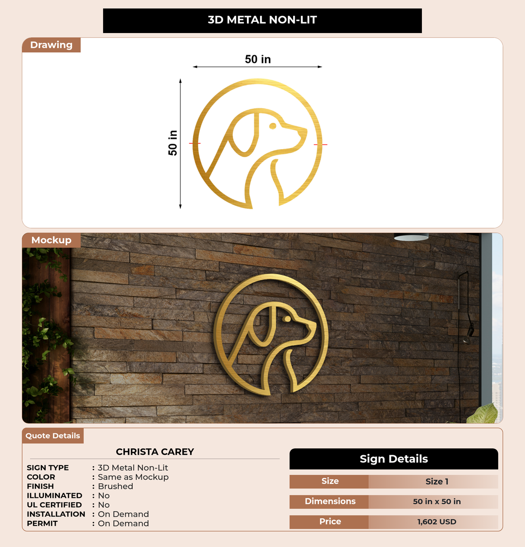 CUSTOM MOCKUP SIGN FOR Christa Carey
