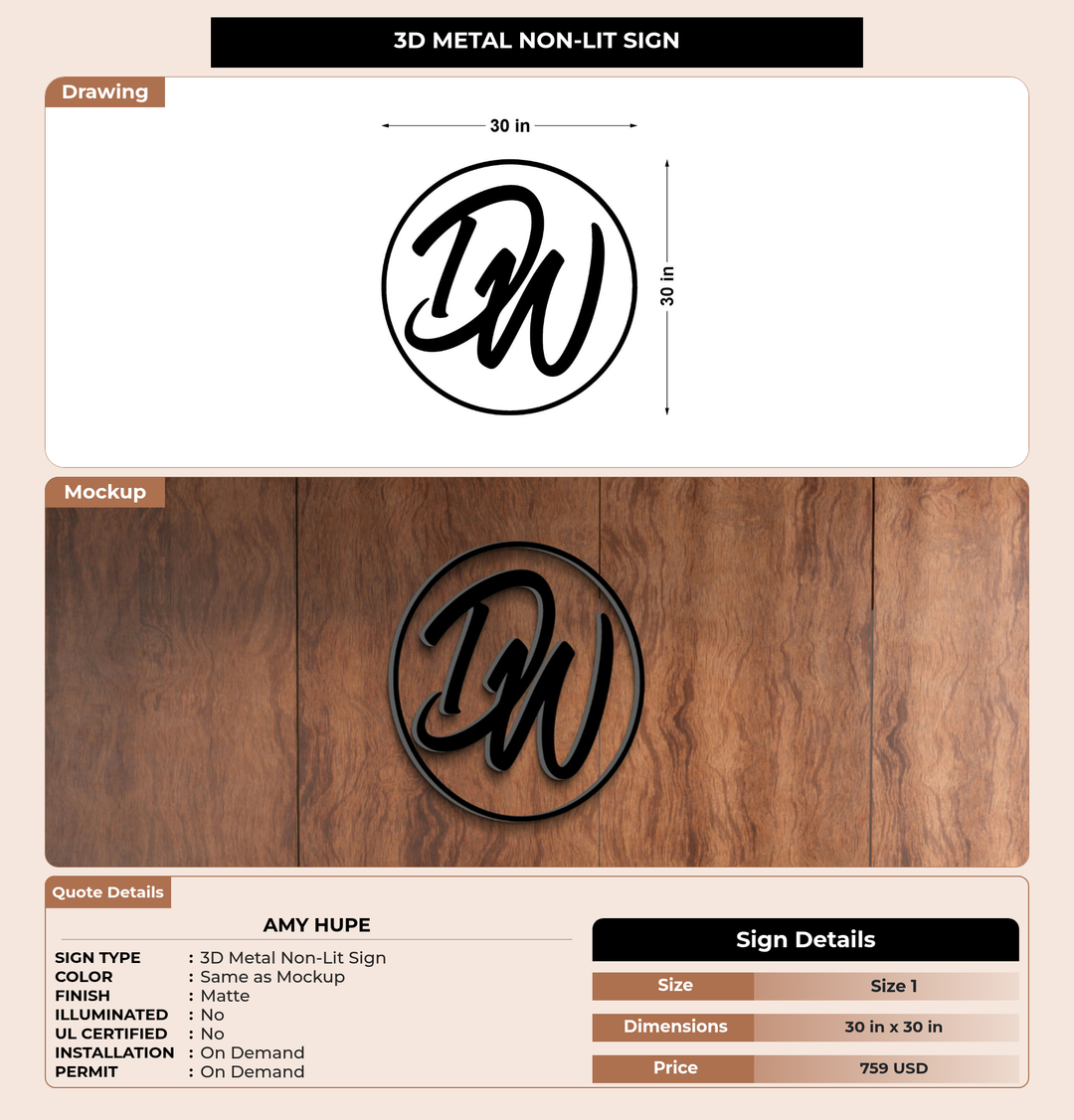 CUSTOM MOCKUP SIGN FOR Amy hupe