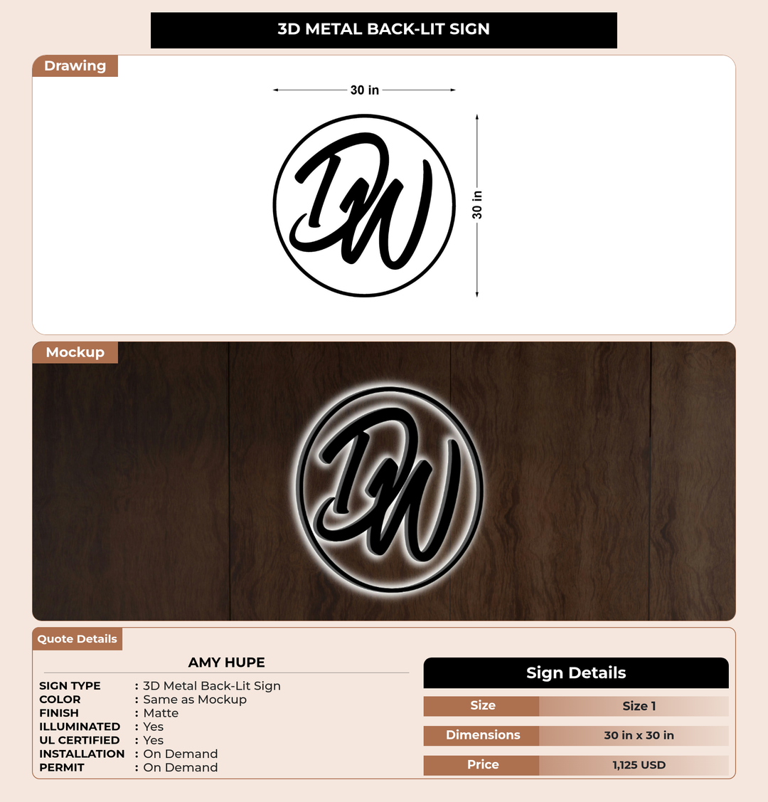 CUSTOM MOCKUP SIGN FOR Amy hupe