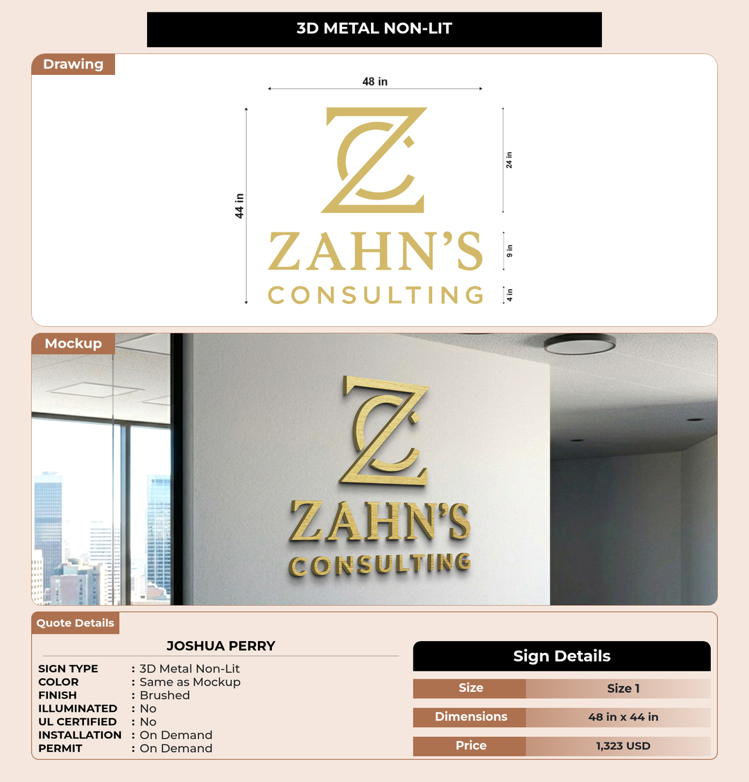CUSTOM MOCKUP SIGN FOR Joshua Perry