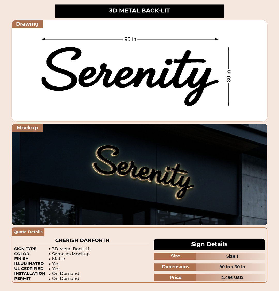 CUSTOM MOCKUP SIGN FOR Cherish Danforth