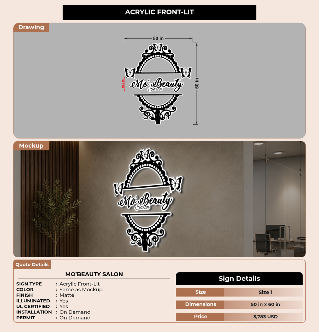 CUSTOM MOCKUP SIGN FOR Mo’Beauty Salon