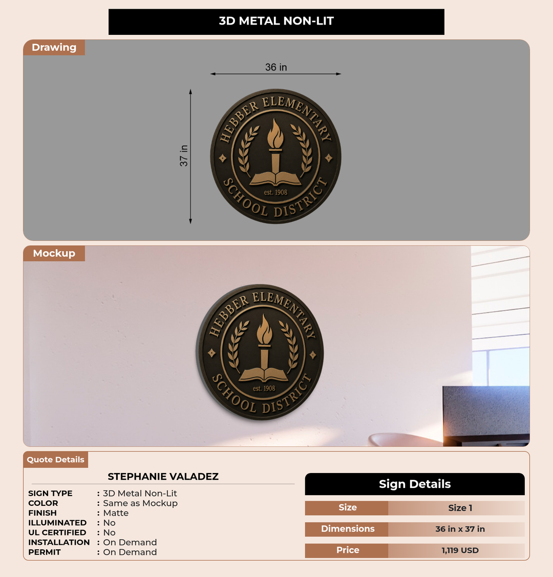 CUSTOM MOCKUP SIGN FOR Stephanie Valadez