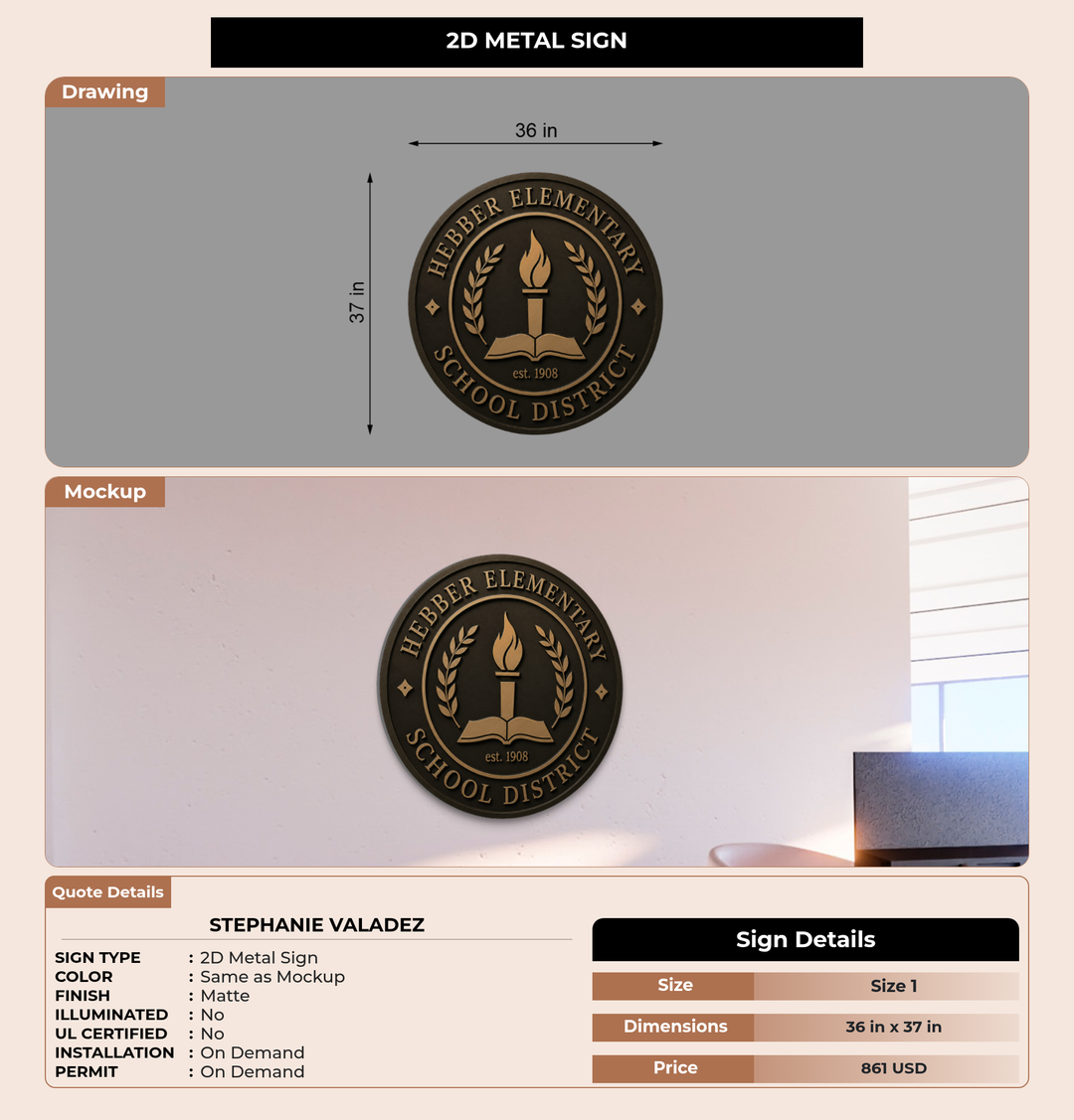 CUSTOM MOCKUP SIGN FOR Stephanie Valadez