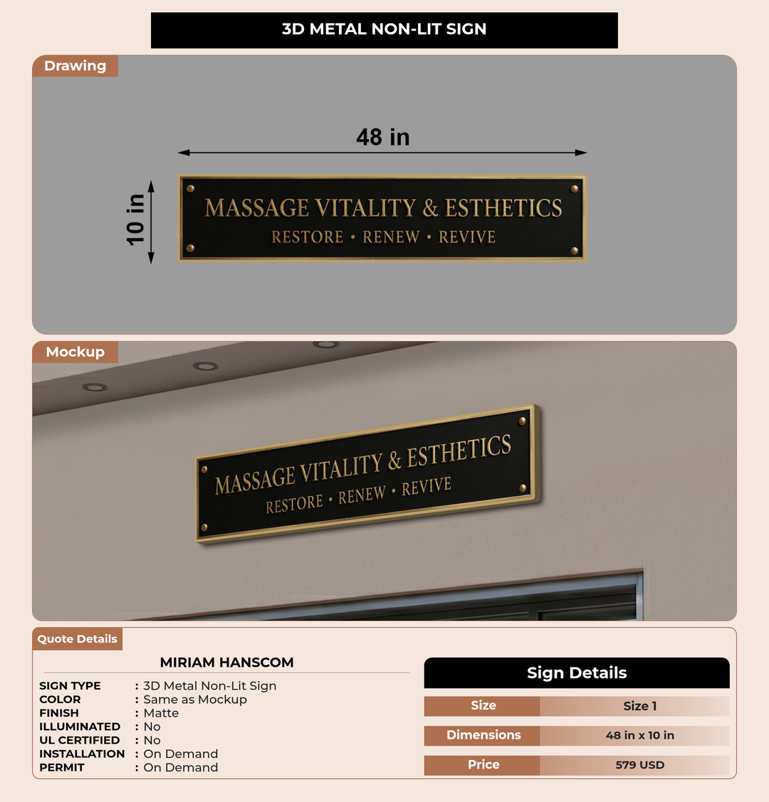 CUSTOM MOCKUP SIGN FOR Miriam Hanscom
