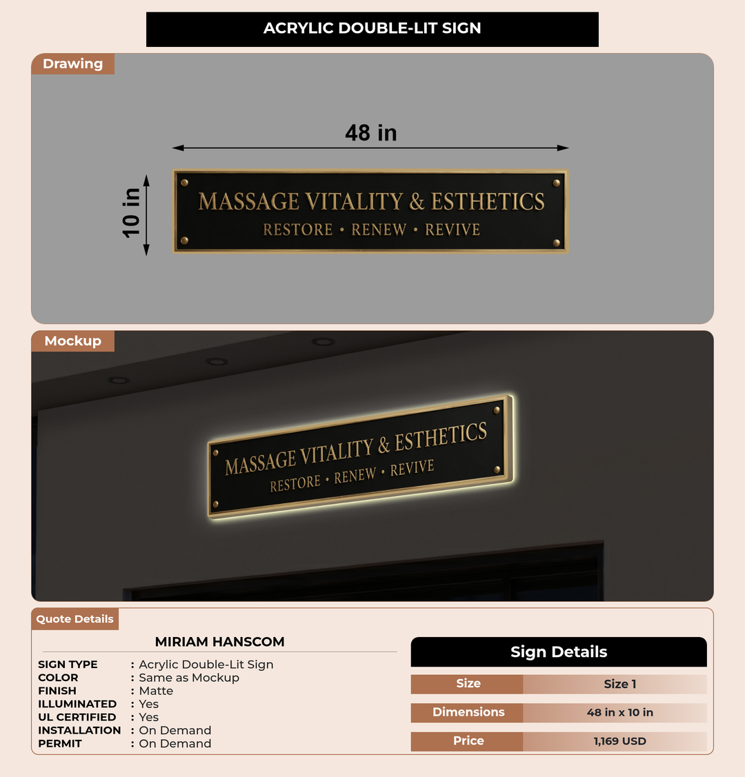 CUSTOM MOCKUP SIGN FOR Miriam Hanscom