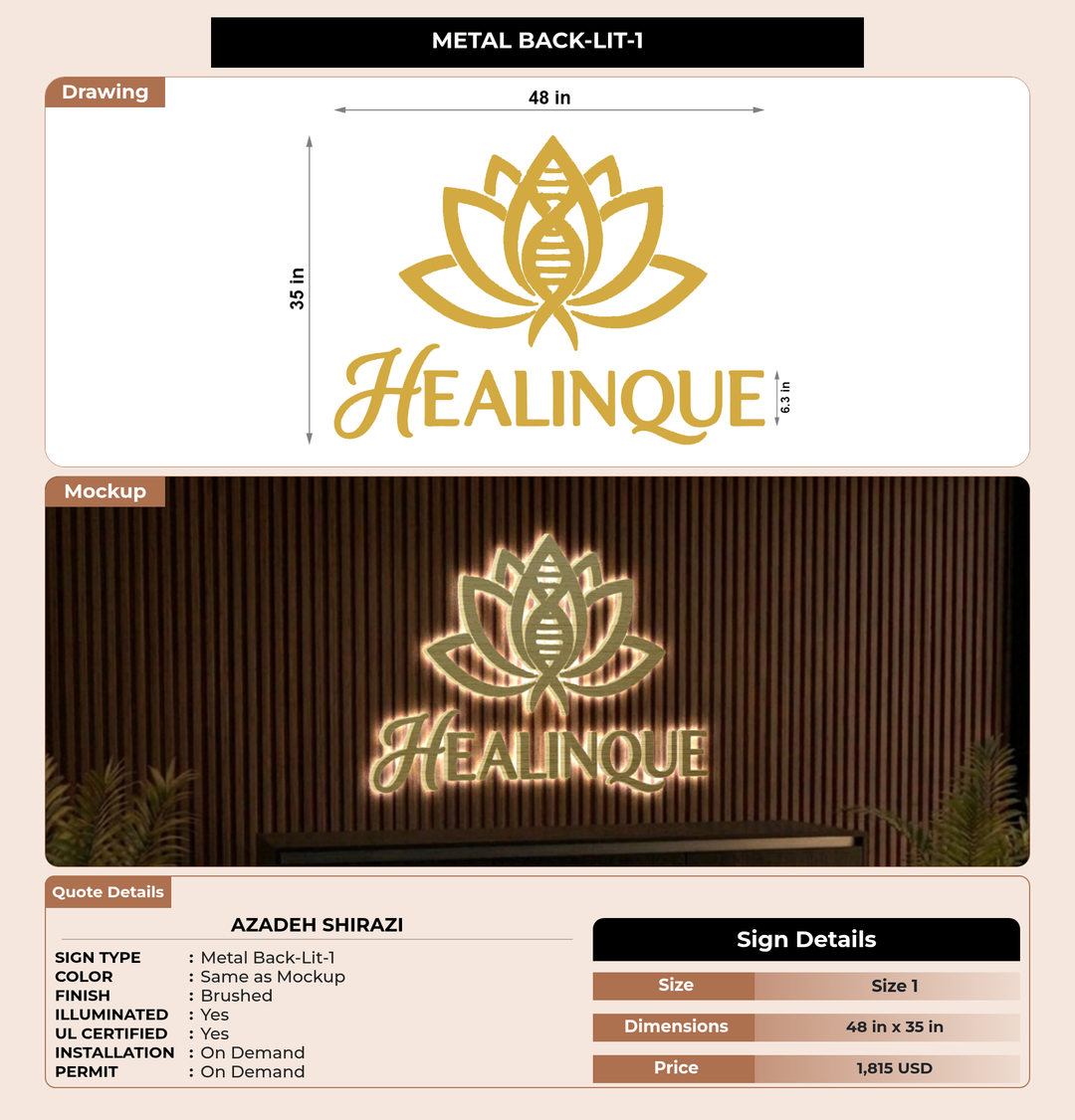 CUSTOM MOCKUP SIGN FOR Azadeh Shirazi
