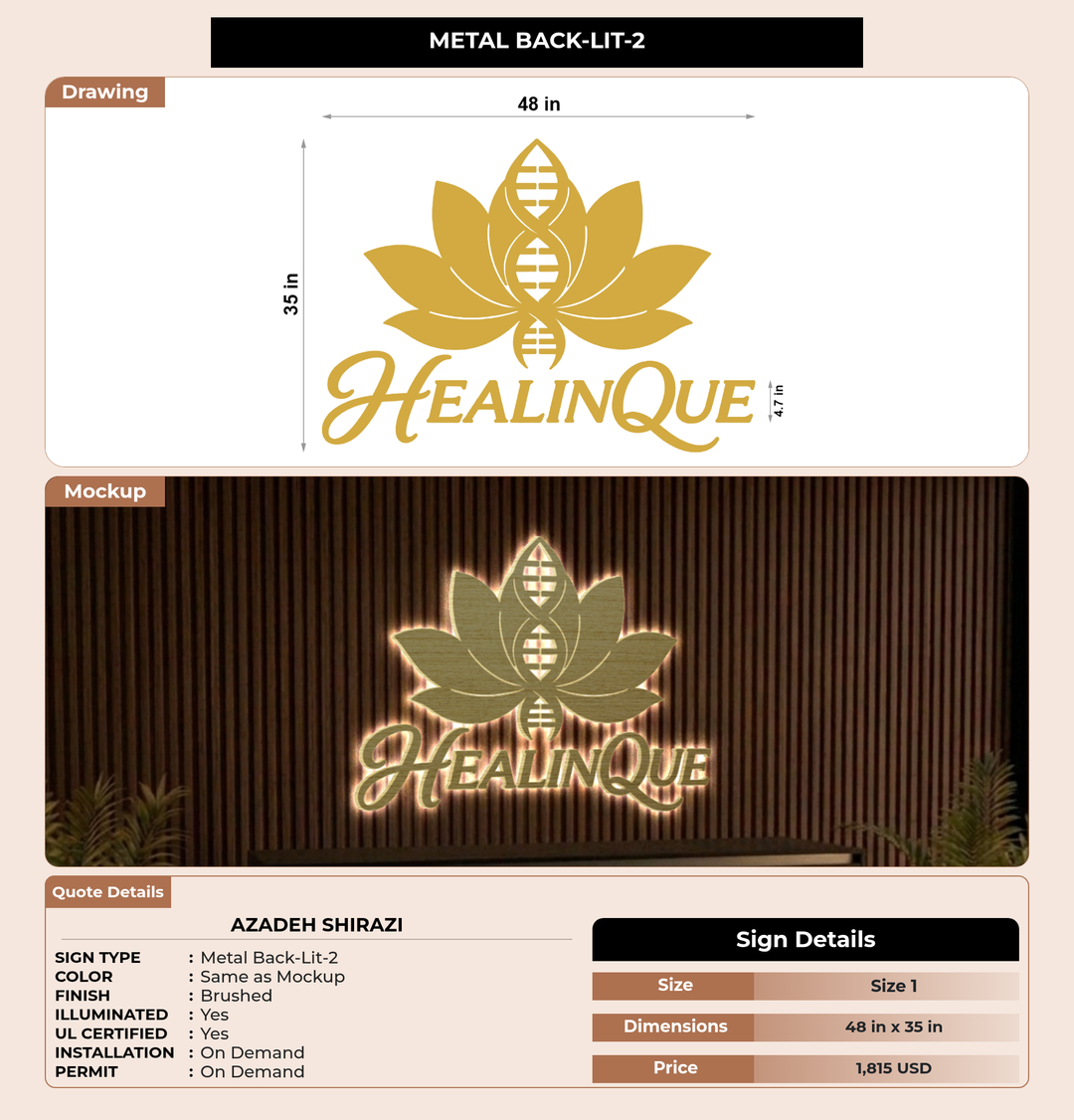 CUSTOM MOCKUP SIGN FOR Azadeh Shirazi