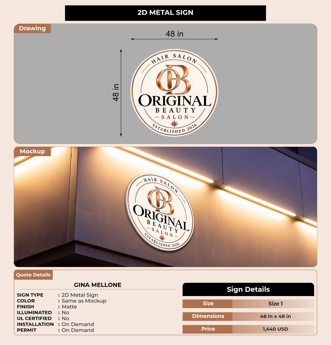 CUSTOM MOCKUP SIGN FOR Gina mellone