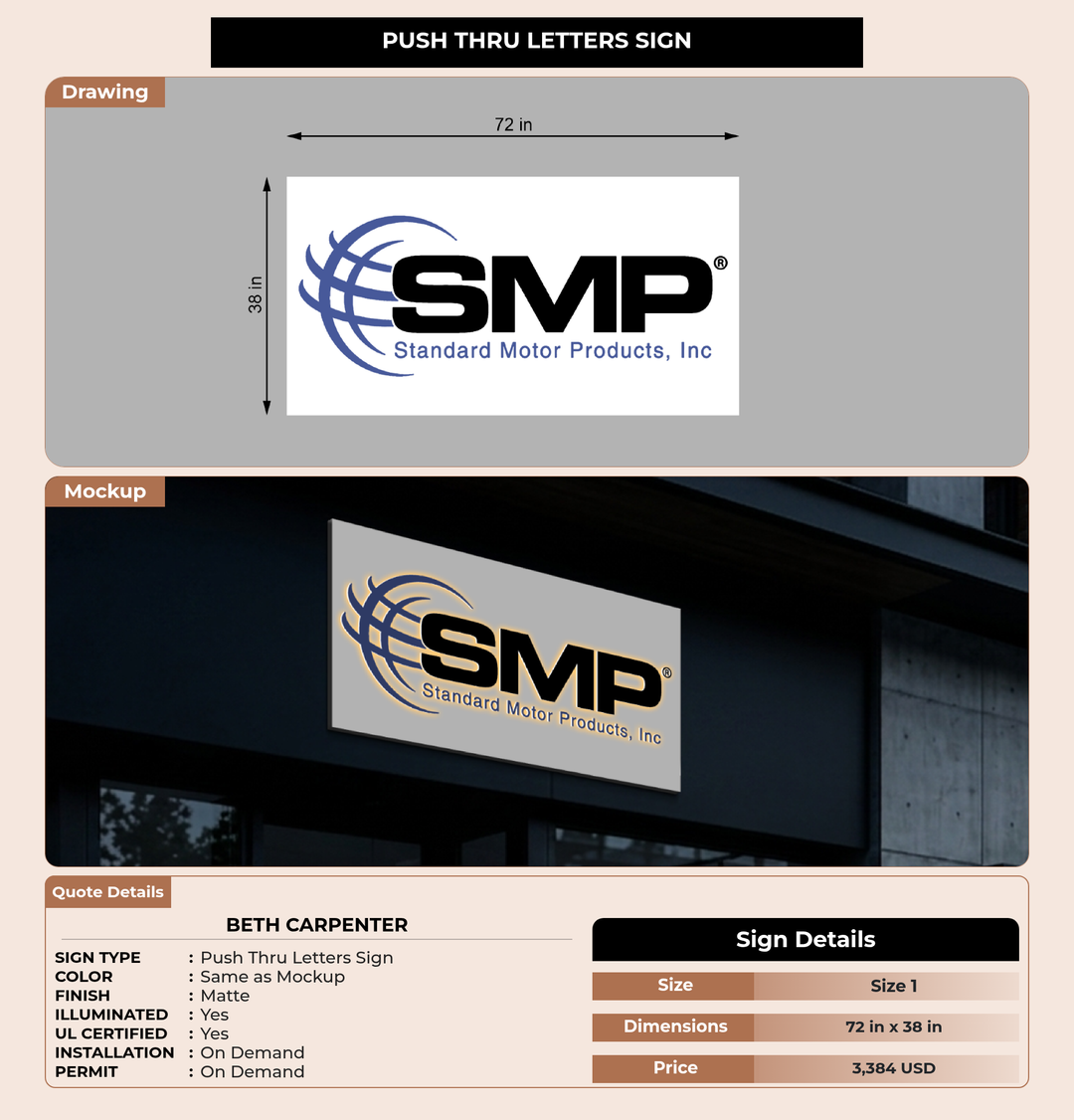 CUSTOM MOCKUP SIGN FOR Beth Carpenter