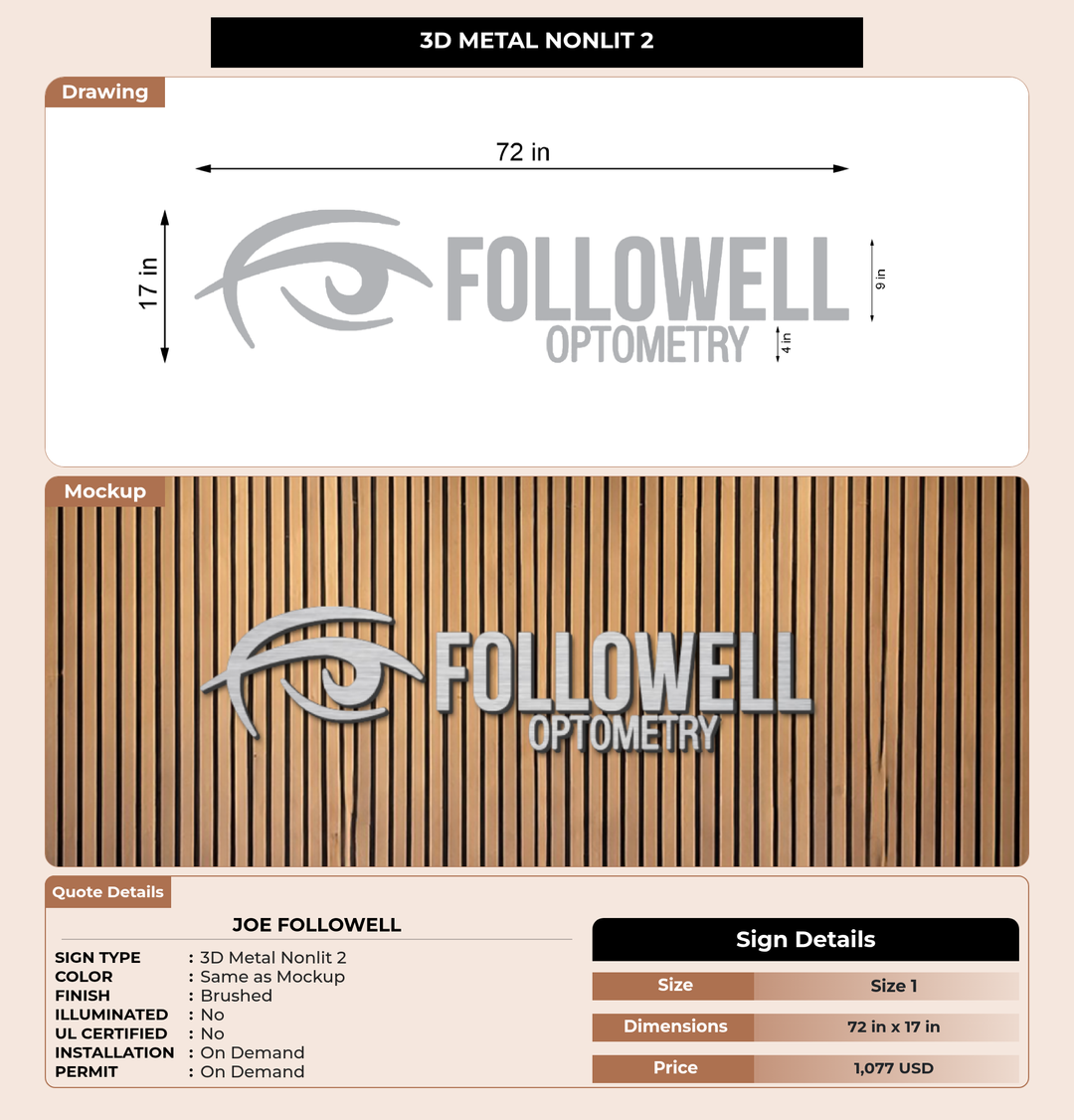 CUSTOM MOCKUP SIGN FOR Joe followell