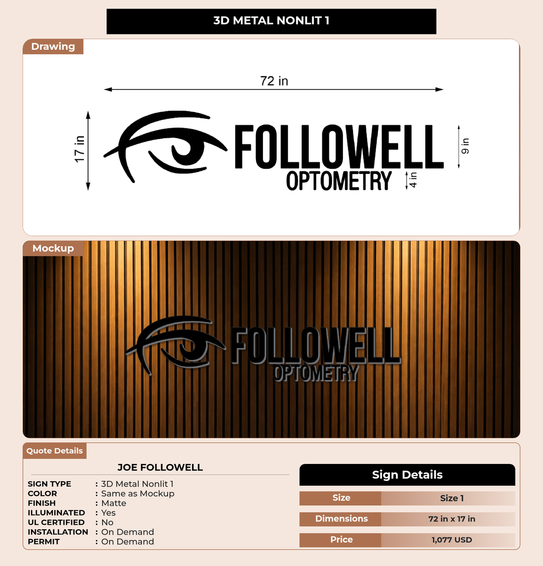 CUSTOM MOCKUP SIGN FOR Joe followell
