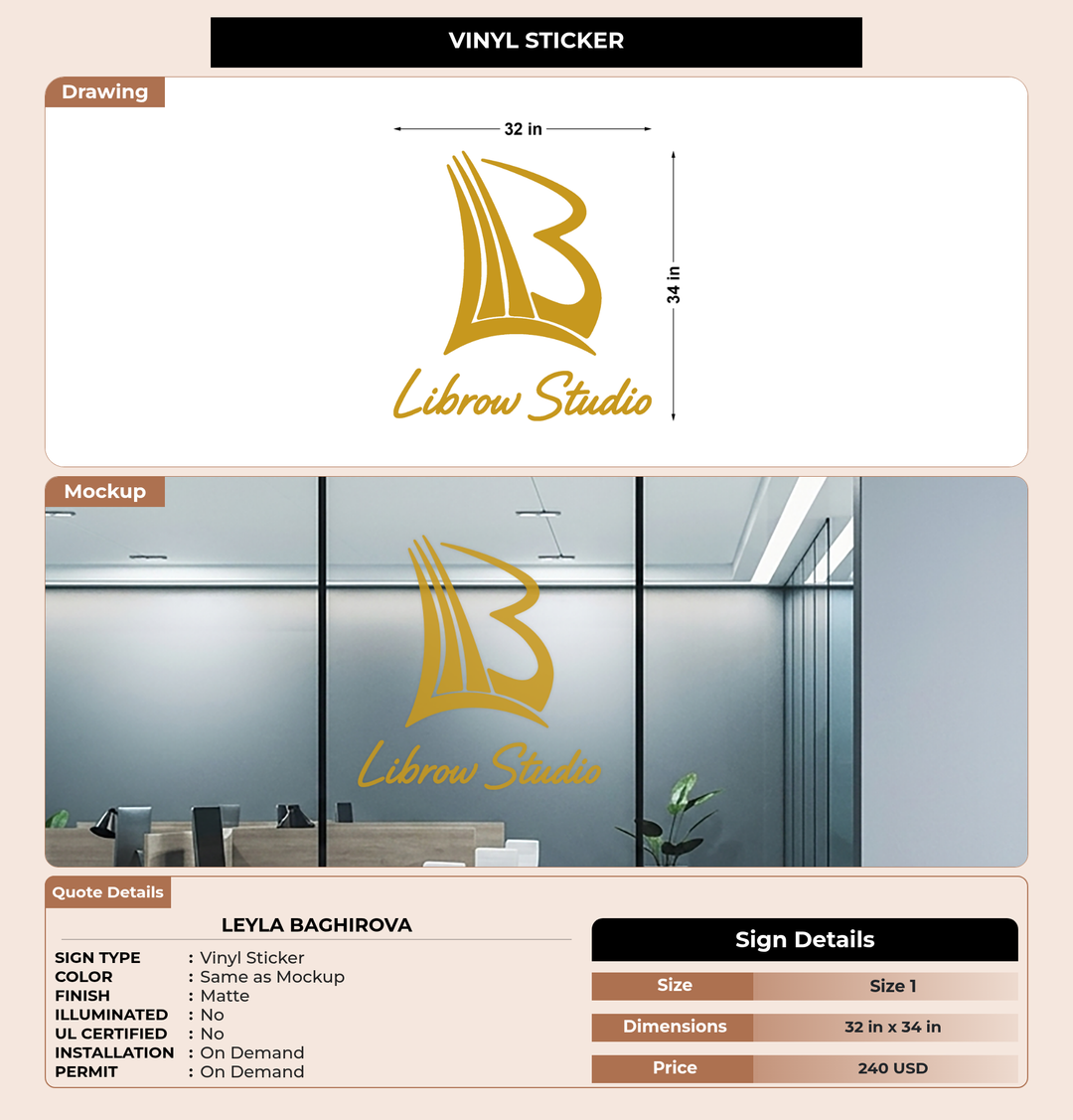CUSTOM MOCKUP SIGN FOR Leyla Baghirova