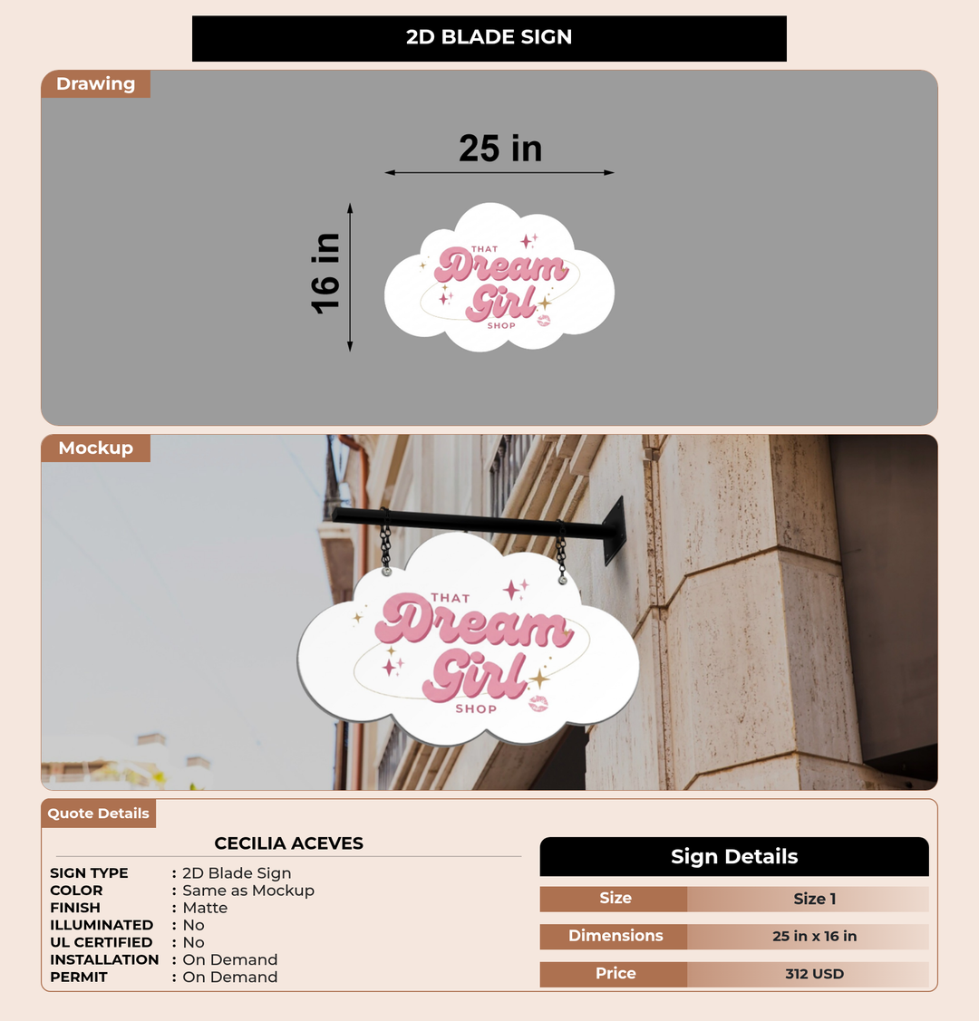 CUSTOM MOCKUP SIGN FOR Cecilia aceves
