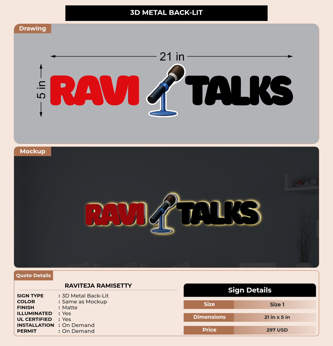 CUSTOM MOCKUP SIGN FOR Raviteja Ramisetty