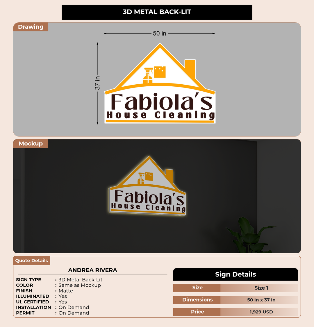 CUSTOM MOCKUP SIGN FOR Andrea Rivera