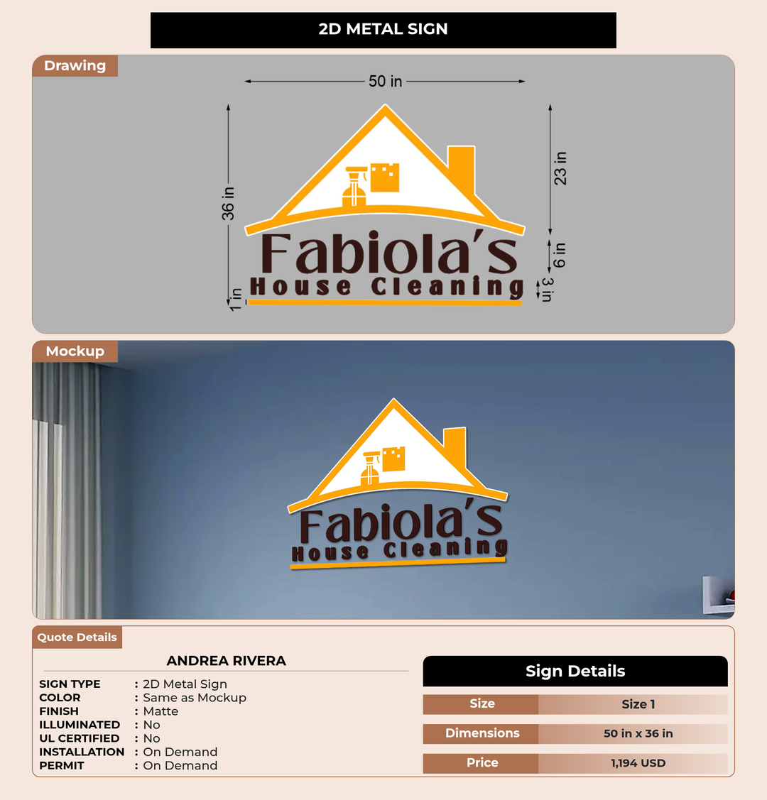 CUSTOM MOCKUP SIGN FOR Andrea Rivera