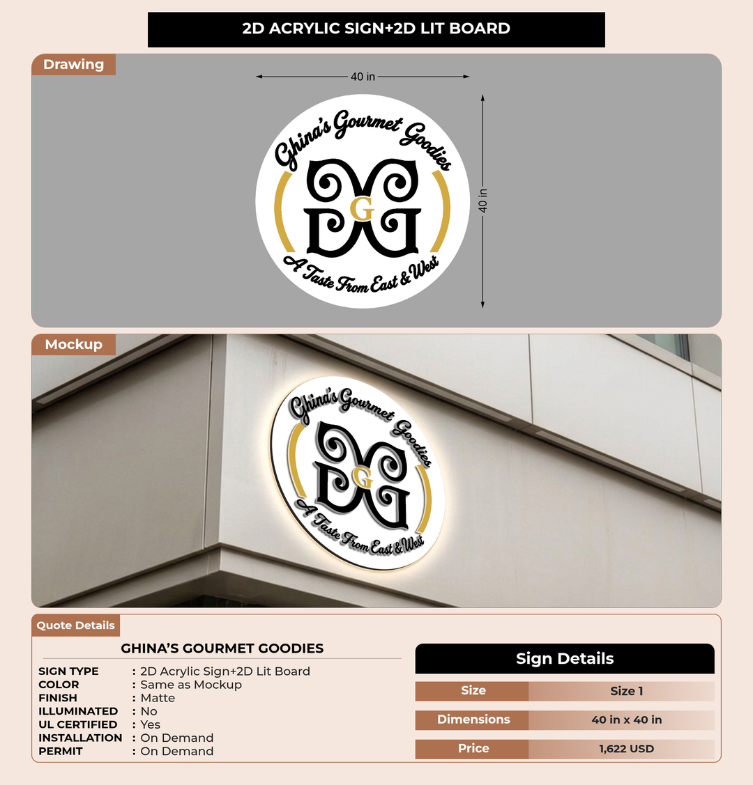CUSTOM MOCKUP SIGN FOR Ghina’s Gourmet Goodies