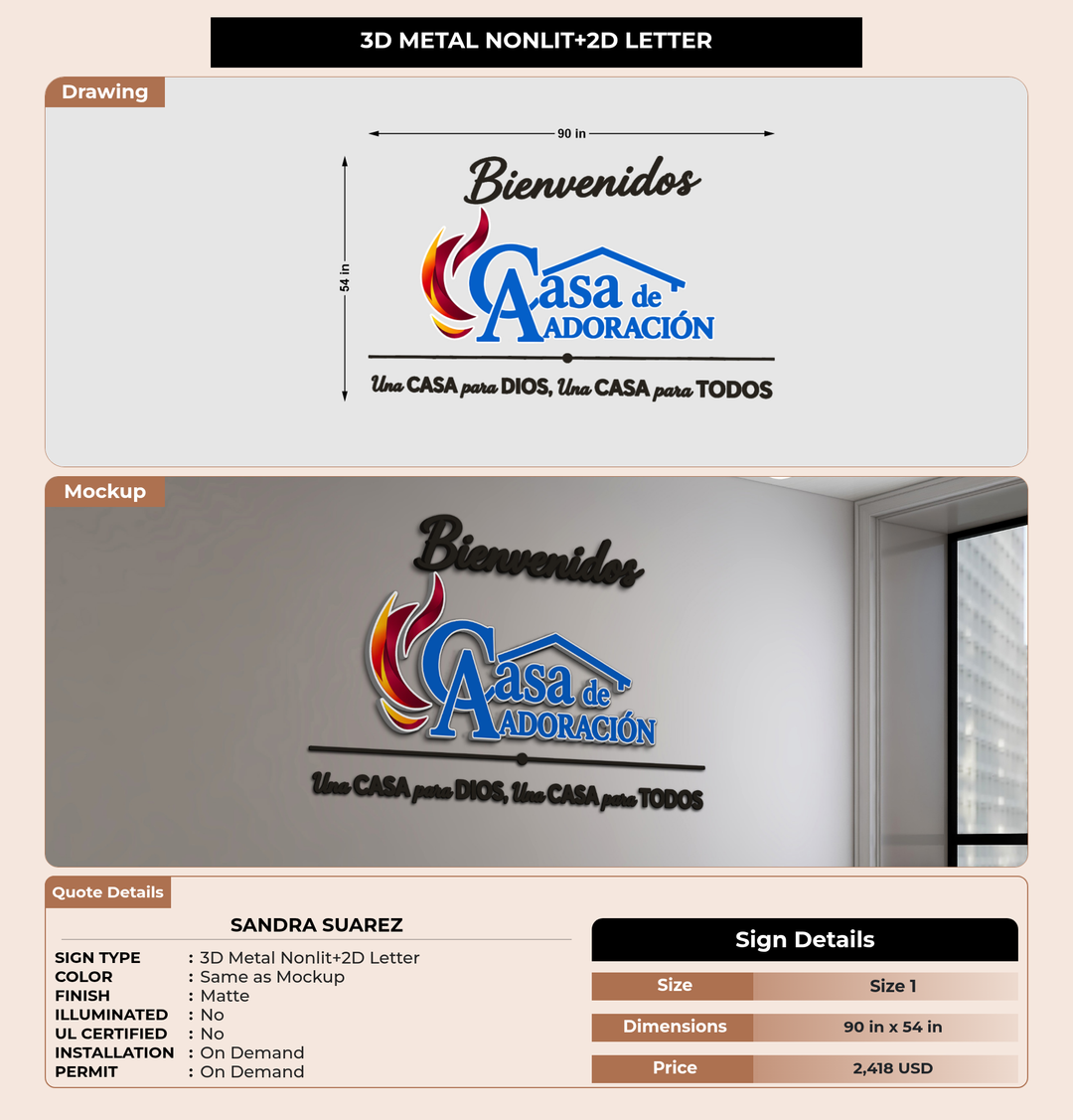 CUSTOM MOCKUP SIGN FOR Sandra Suarez