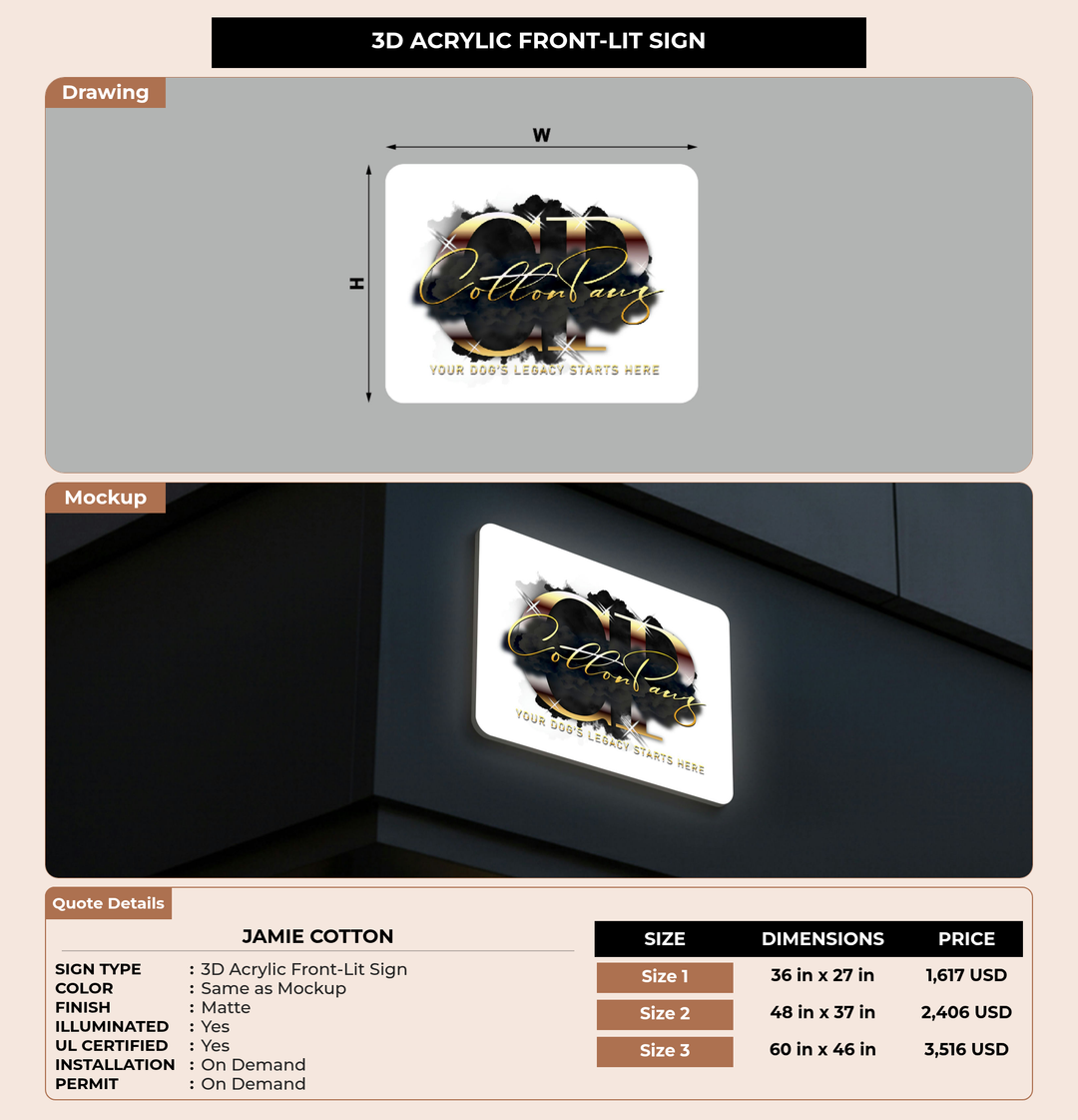 CUSTOM MOCKUP SIGN FOR Jamie Cotton