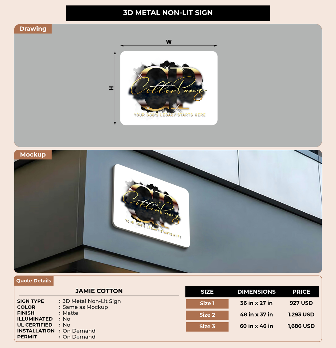 CUSTOM MOCKUP SIGN FOR Jamie Cotton