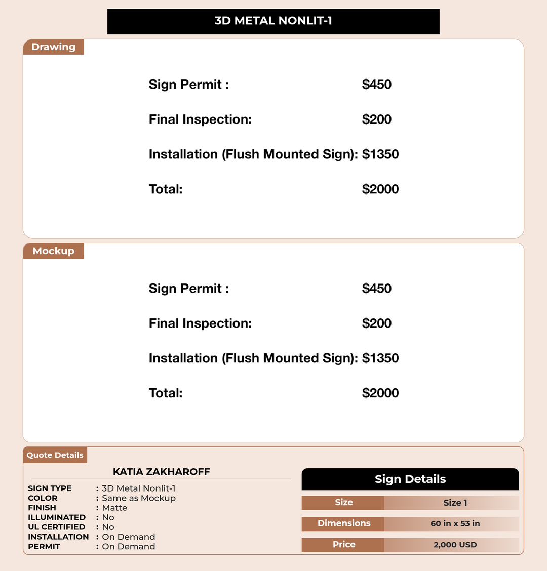 CUSTOM MOCKUP SIGN FOR Katia Zakharoff