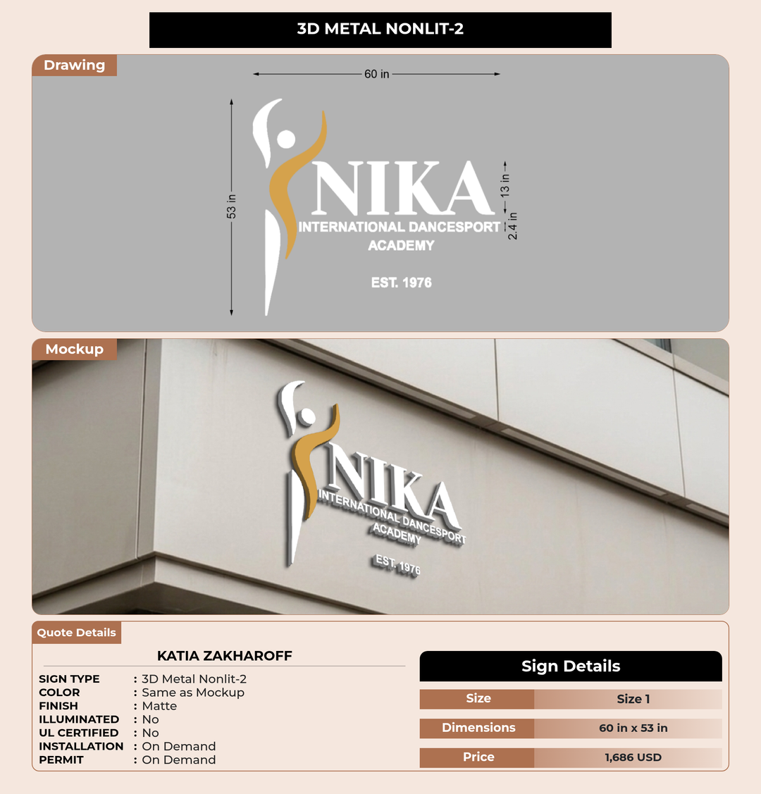 CUSTOM MOCKUP SIGN FOR Katia Zakharoff