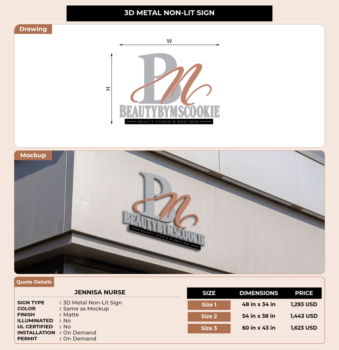 CUSTOM MOCKUP SIGN FOR Jennisa Nurse